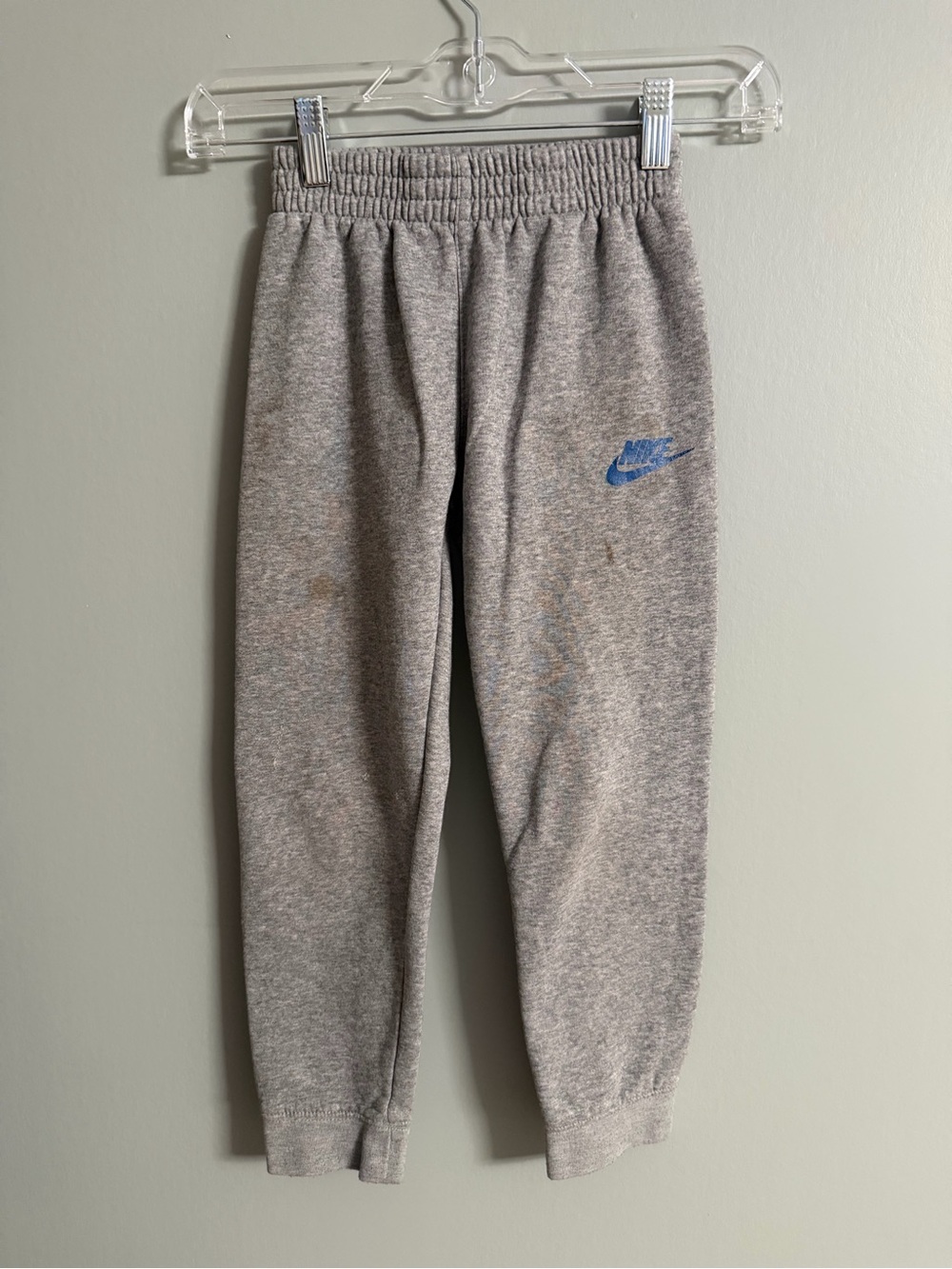 Nike Kids Heather Gray Sweatpants with Blue Swoosh